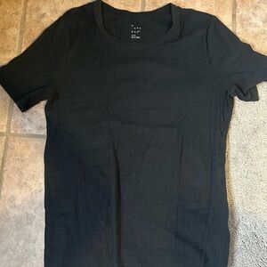 a new day Black Ribbed Short Sleeve Tee